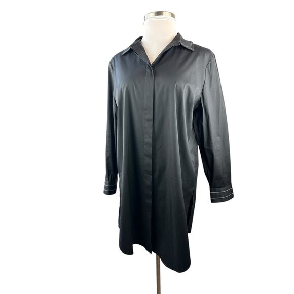 Chico's Contrast Detail Poplin Tunic Top Long Sleeve Button Blouse Size 3 16 18 - Picture 6 of 16